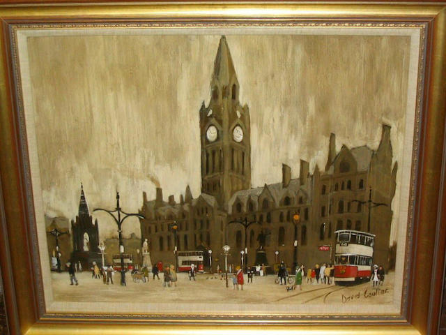 David Coulter Albert Square, Manchester; and another, St. Anne's Square, Manchester, 44 x 54cm.