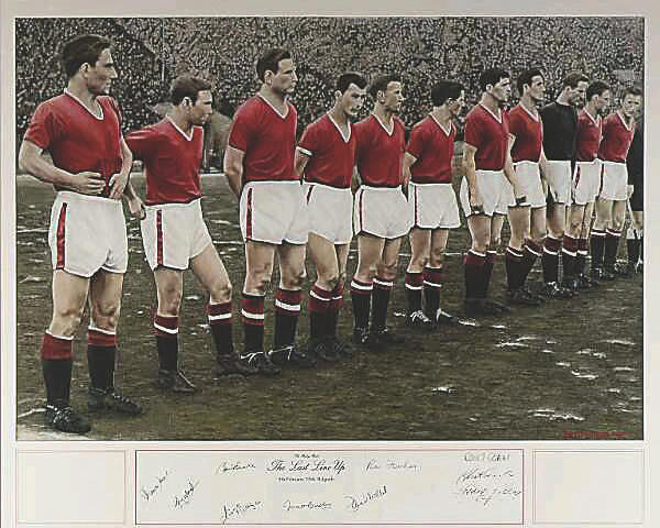 Original painting &#8220;The Busby Babes Last Line Up&#8221;