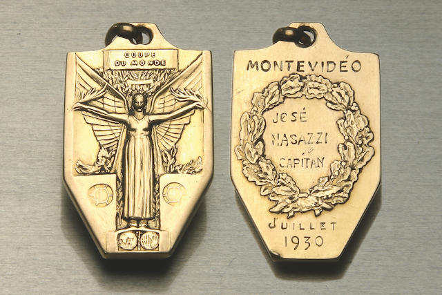1930 World Cup winners Gold medal for Jose Nasazzi,    21mm x 35mm,