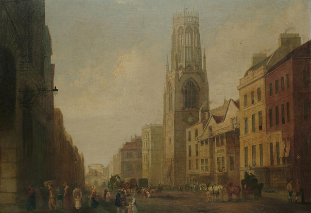 George Sidney Shepherd (British, 1784-1862) Fleet Street towards Temple Bar, 24 3/8 34 1/2 in. (62.4 x 89.7 cm.)