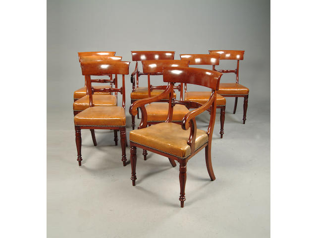 A set of eight matched William IV dining chairs
