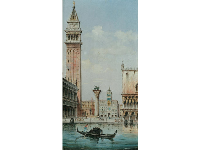 Marco Grubas (Italian, 1839-1910) Towards the Piazzetta San Marco, Venice; Towards Santa Maria della Salute, Venice, each 10 x 5 1/4 in. (25.3 x 13.3 cm.) (2)