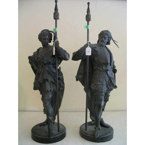 A pair of spelter figures,