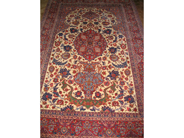 An Isfahan prayer rug Central Persia, 228cm x 144cm