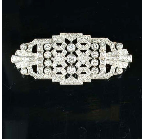 An art deco diamond brooch