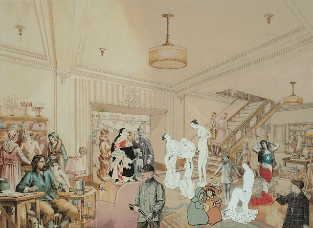 Sir Peter Blake R.A. (British, b.1932) Demonstrations in a Department Store I (Japanese) 19 1/2 x 27 in. (49.5 x 68.5cm.)