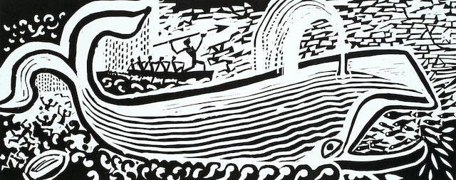 Edward Bawden (British, 1903-1989) Jonah`s Whale unframed 26 1/2 x 38 in. (67 x 96.5cm.)(sheet)