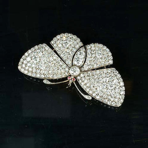 An early 20th century diamond butterfly brooch