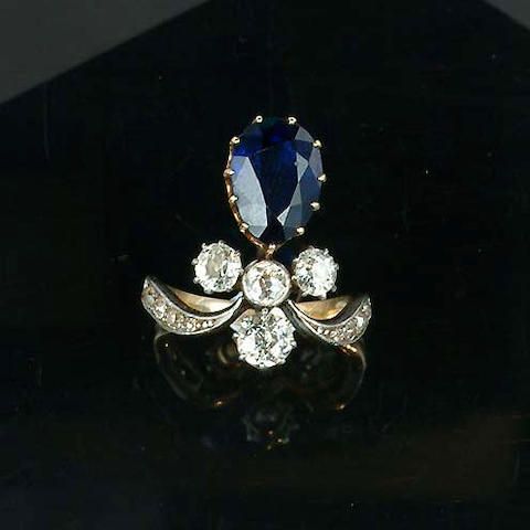 An Edwardian sapphire and diamond ring