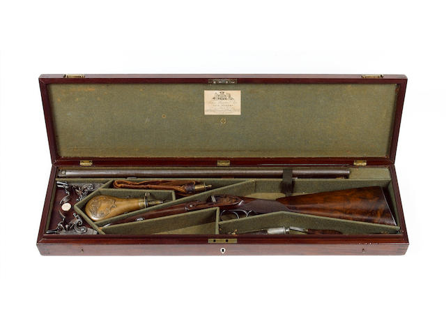 A Fine Cased 18-Bore D.B. Flintlock Sporting Gun