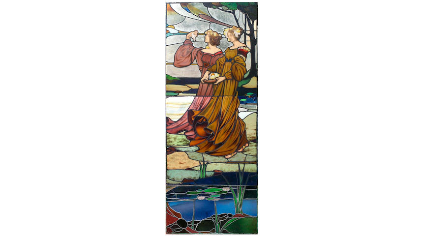 In the manner of David Gauld for William Guthrie of Glasgow, Circa 1890, An Arts & Crafts stained glass panel (in three sections),