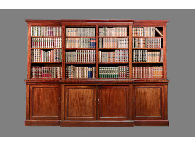A Victorian mahogany break front open library bookcase