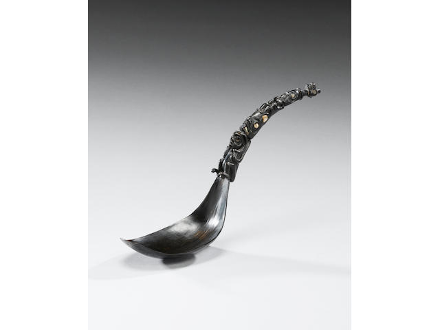 A Fine Tinglit Horn Spoon 25cm. long