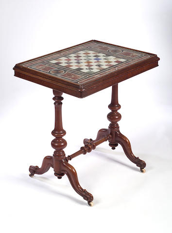 A mahogany and simulated marble inset Games Table, second quarter of the 19th Century,