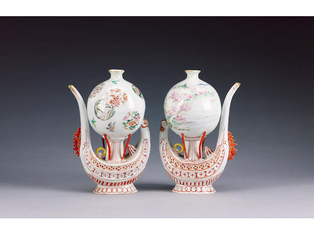 A pair of ewers modelled as Montgolfier Balloons,