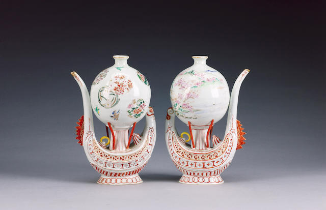 A pair of ewers modelled as Montgolfier Balloons,