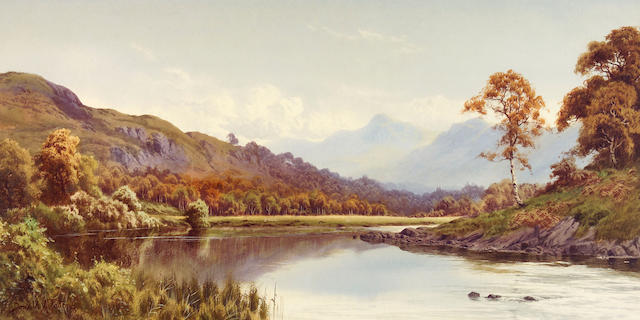 Donald A Paton (1886-1949) 'Autumn in the Trossachs', the River Teith near Loch Vennacher 29.5 x 59.5cm (11 1/2 x 23 1/2ins)