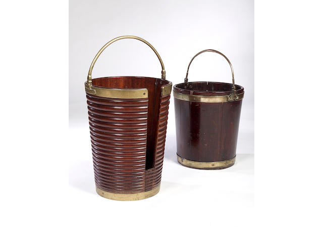 A George III mahogany and brass bound peat Bucket,