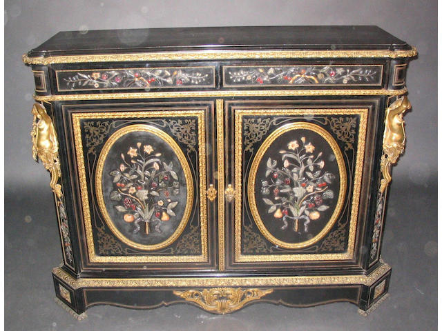 A fine mid-19th Century French pietre dure cabinet,