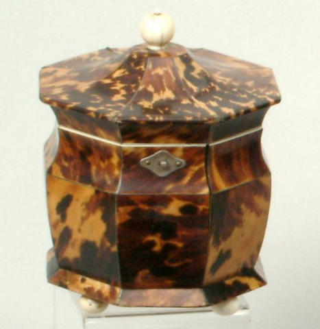 A late George III tortoiseshell tea caddy,