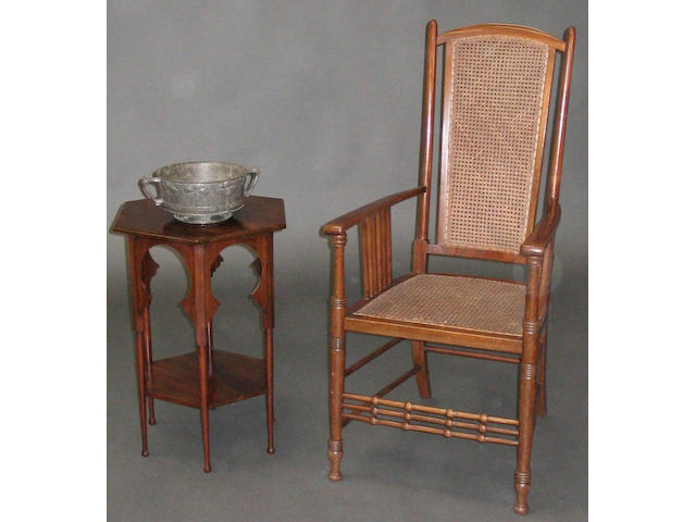 A Liberty's style mahogany elbow chair,