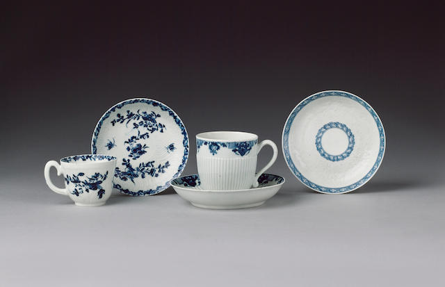 A Worcester coffee cup and saucer circa 1756