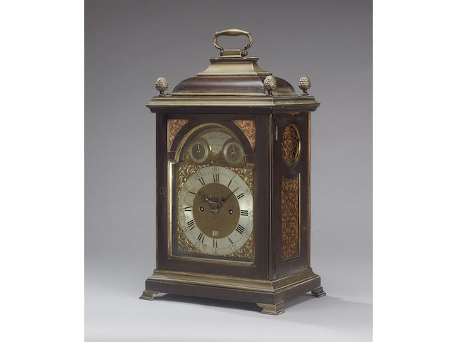 A fine mid 18th century brass mounted ebonised bracket clock James Tregent, London