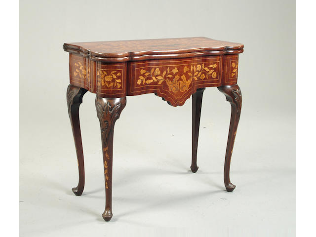 A 19th century Dutch walnut and marquetry card table