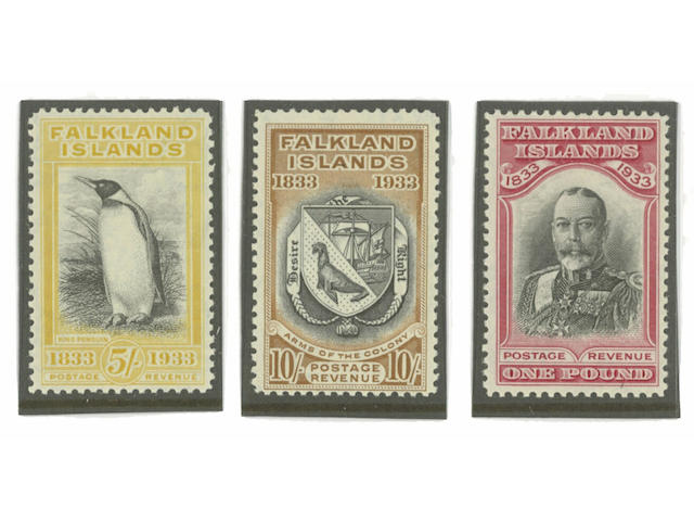 Falkland Islands: 1933 Centenary &#189;d. to &#163;1 set, mainly fine and fresh mint. S.G. &#163;2750. (209)