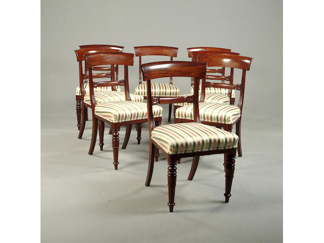 A set of eight William IV mahogany dining chairs
