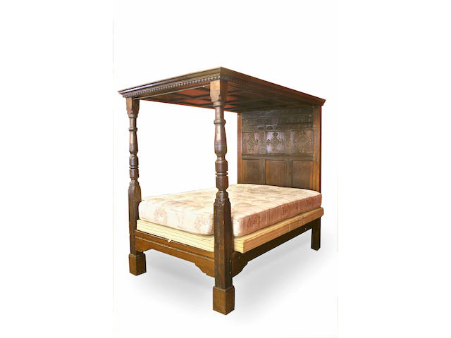 A 17th Century and later oak tester bed,