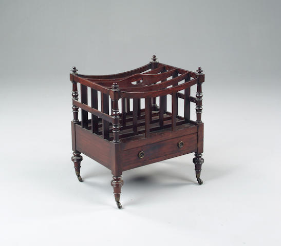 An early 19th century four division mahogany Canterbury
