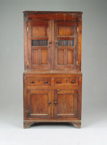 A mid 18th century walnut food cupboard,