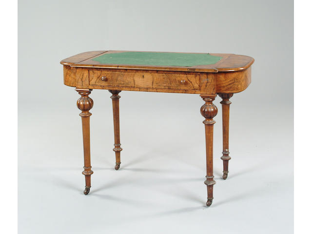 A Victorian marquetry walnut writing table