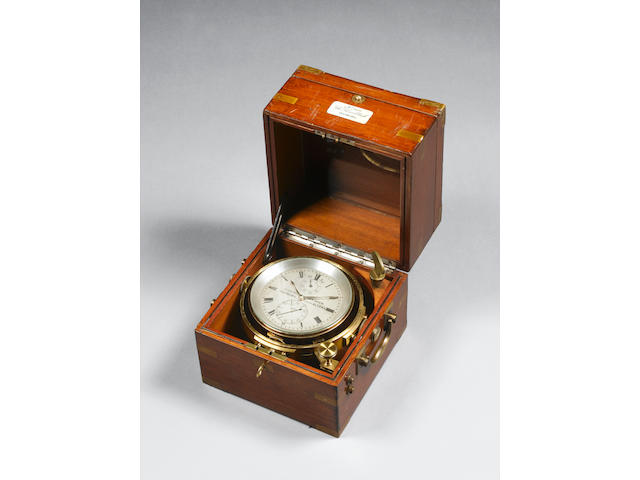 A 20th century brass bound mahogany two day German marine chronometerThomas Knoblich, Hamburg, No 2629