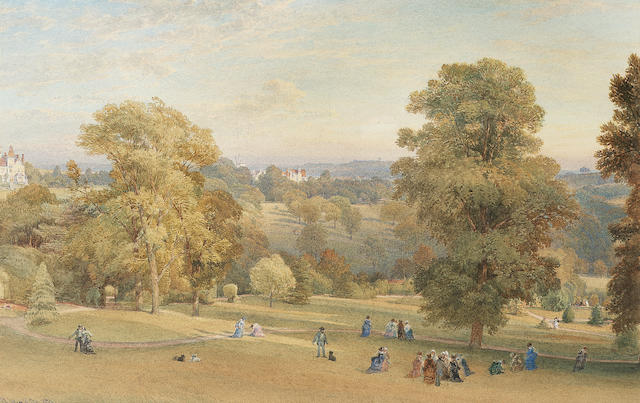 William Leighton Leitch, R.I. (British, 1804-1883) A day out on Wray Park Common, Surrey 25.5 x 39.5 cm. (10 x 15 1/2 in.)