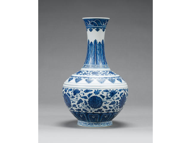 A blue and white bottle vase Xuantong six-character mark and of the period
