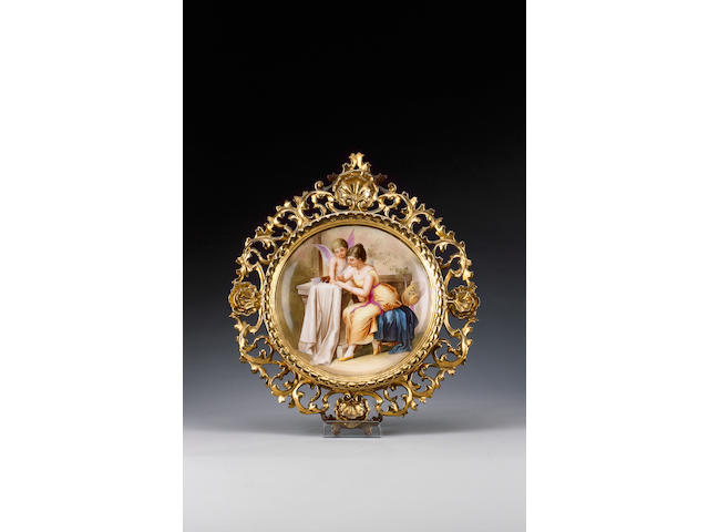 A pair of framed Vienna style plaques, circa 1900,