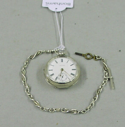 A Silver Watch & Chain, Annie Caton RMS TITANIC 5cm(2in)dia.