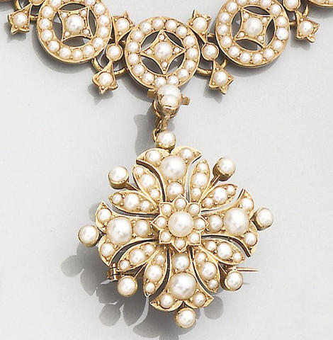 Bonhams : A late Victorian seed pearl necklace and pendant