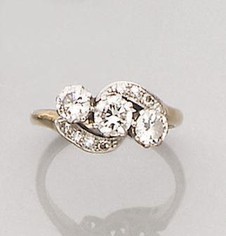A diamond three-stone ring
