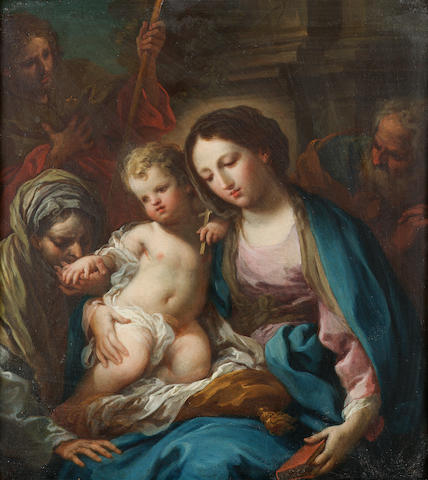 Sebastiano Conca (Gaeta 1680-1764 Naples) The Holy Family with Saints Anne and Joachim 31 x 27 cm. (12 1/8 x 10&#189; in.)