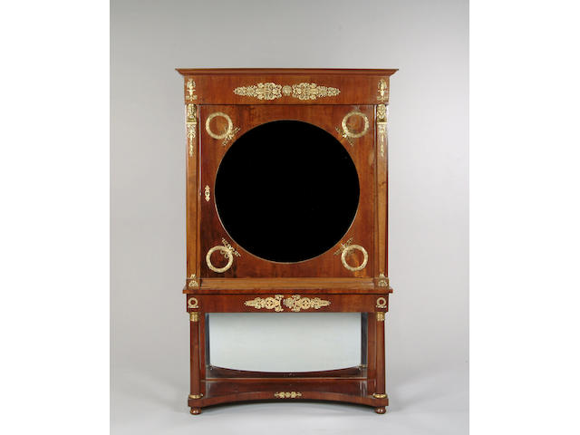 An Empire revival mahogany and gilt metal mounted display cabinet