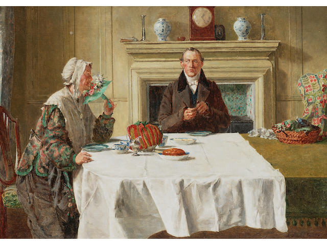Walter Dendy Sadler (British 1854-1923) Her birthday, 41 x 56.5 cm (16 x 22 in.)