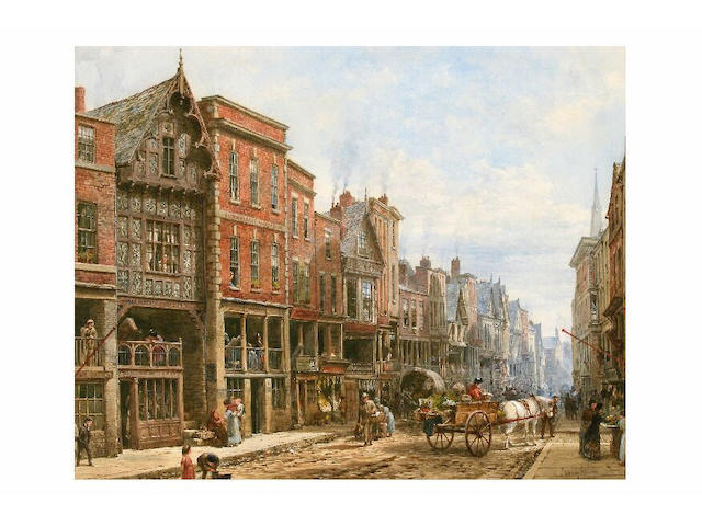Louise Rayner (1831 - 1924) Watergate Street, Chester, 43.5 x 55cm.
