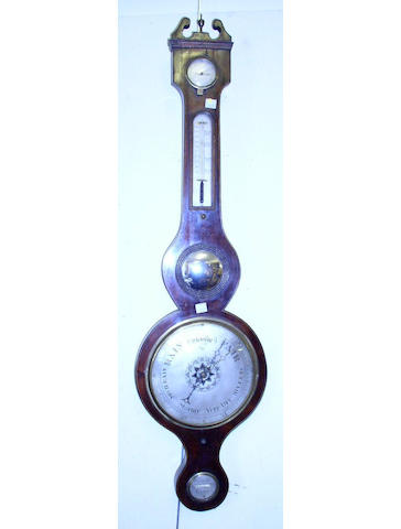 A mid-19th Century mahogany banjo barometer,