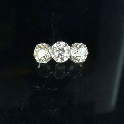 A diamond three-stone ring