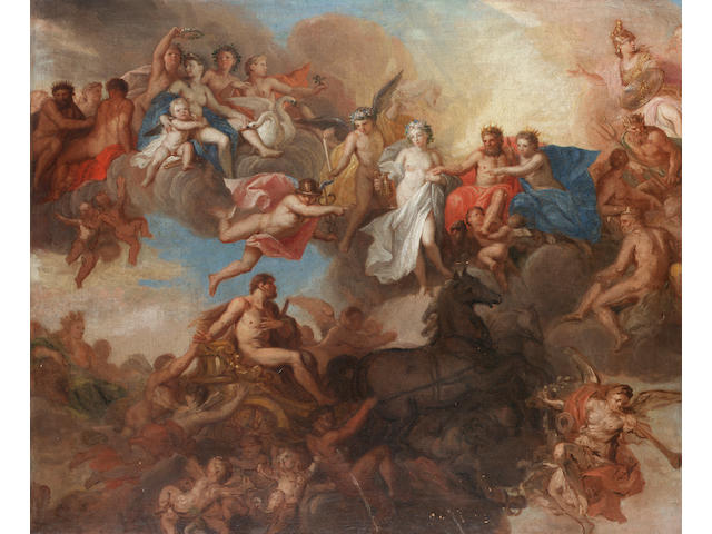 Louis Ch&#233;ron (Paris 1660-circa 1715 London) The Marriage of Hercules and Hebe 63.5 x 76.5 cm. (25 x 30 1/8 in.)