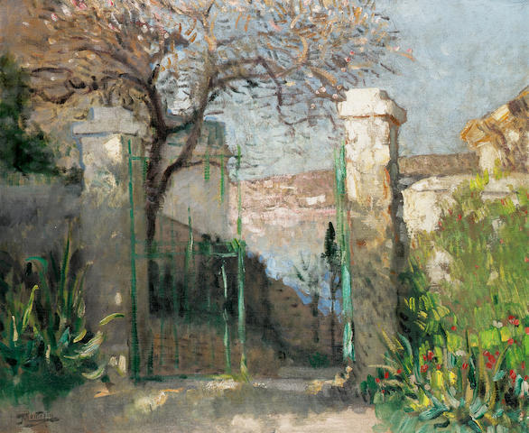 Pierre Eug&#232;ne Montezin (1874-1946) La porte du jardin 55 x 65.5cm. (21 5/8 x 25 3/4 in.)