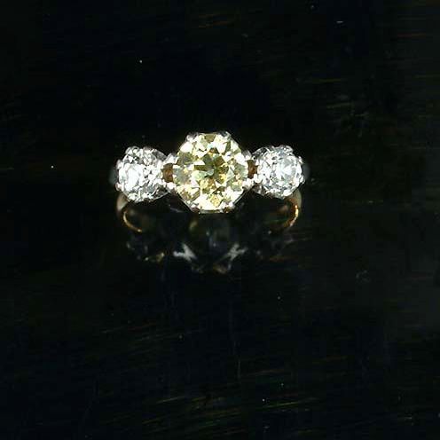 A diamond three-stone ring